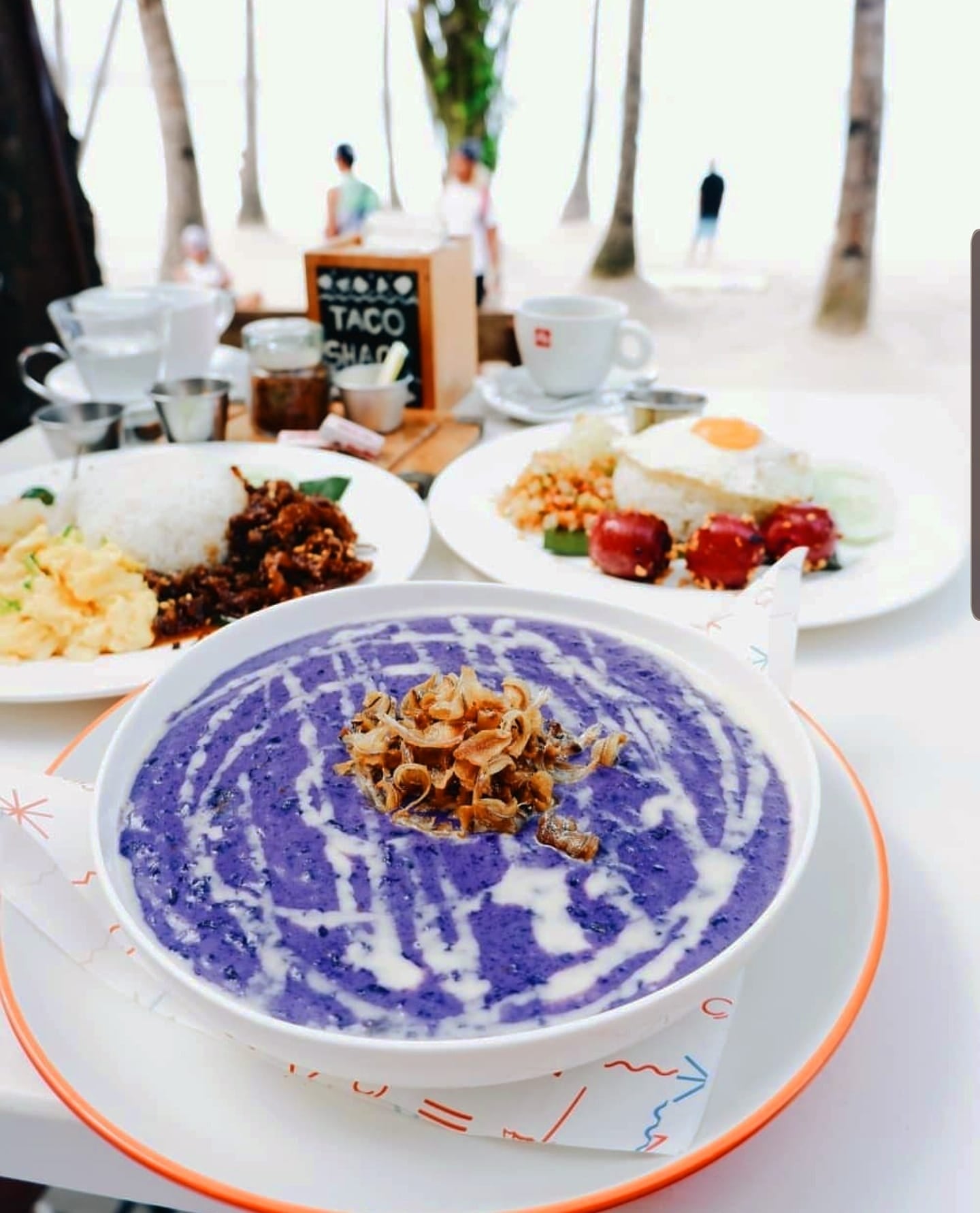 Ube champorado from Cha Cha's Beach Cafe