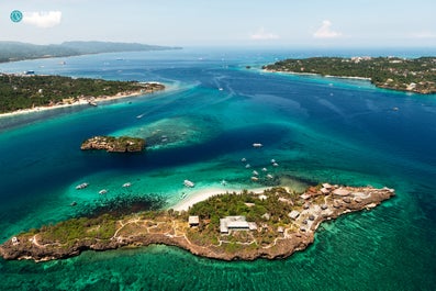 Aerial view of Crocodile Island in Boracay