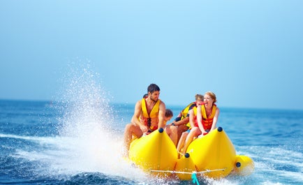 Banana boat with friends in Boracay Island