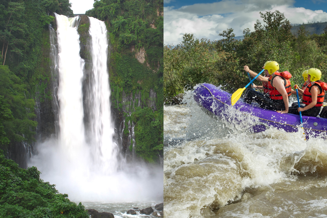 Maria Cristina Falls and tourists white water rafting