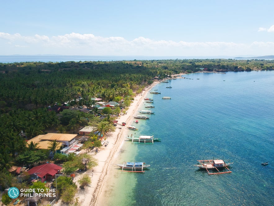 Aerial view of Maniwaya Island's shoreline Aerial view of Maniwaya Island's shoreline