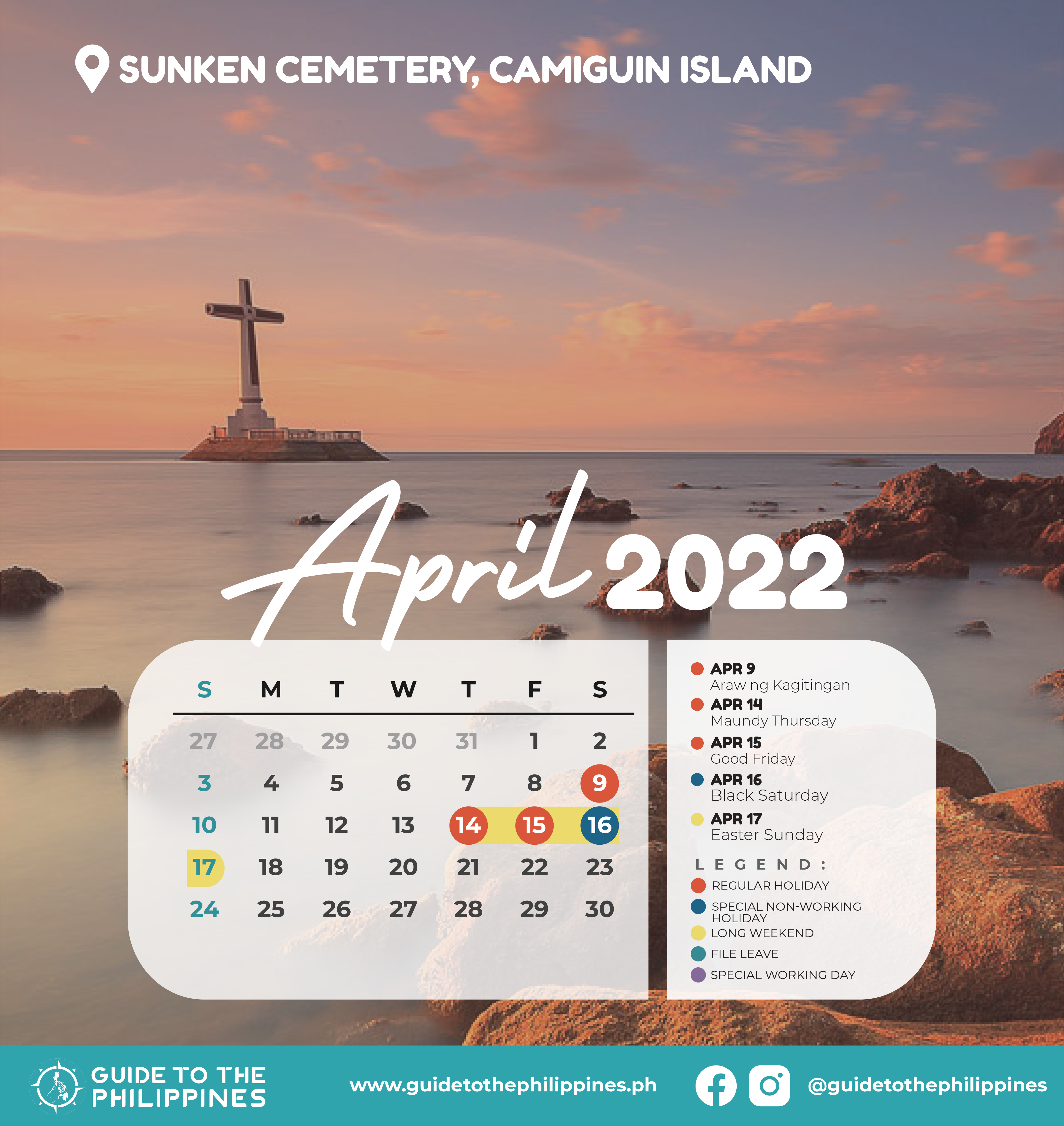 Guide to the Philippines 2022 April Calendar with Holidays