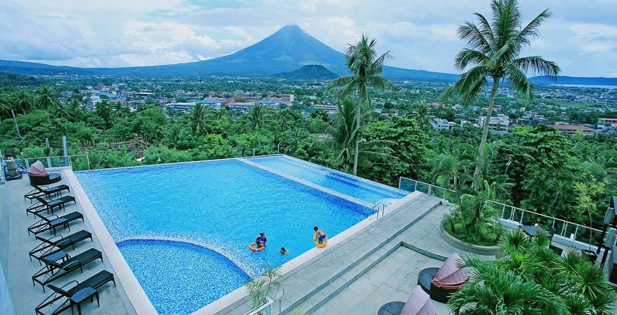 Pool of The Oriental Legazpi overlooking Mayon Volcano Pool of The Oriental Legazpi overlooking Mayon Volcano