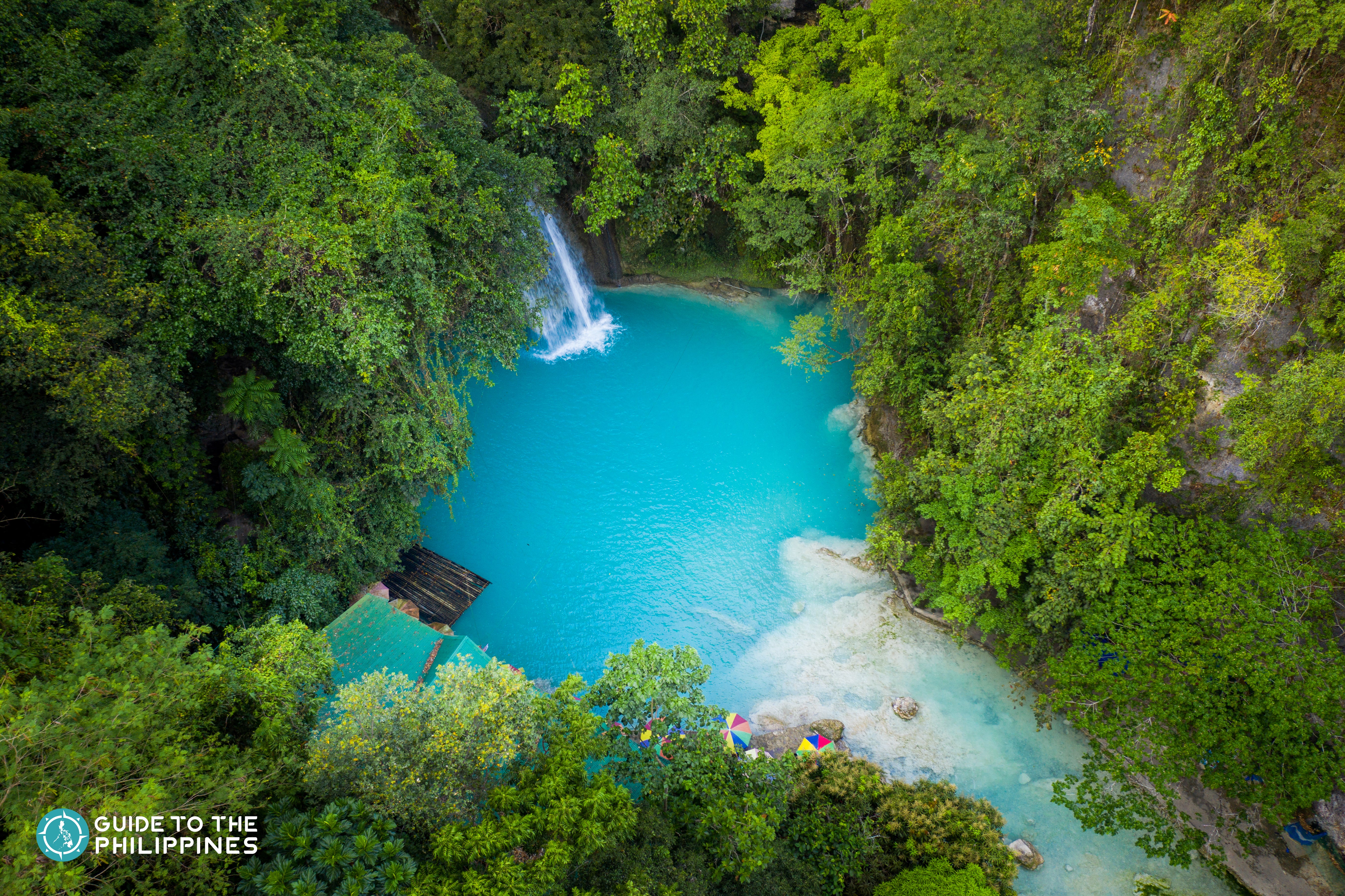 Drone shot of Kawasan Falls Drone shot of Kawasan Falls