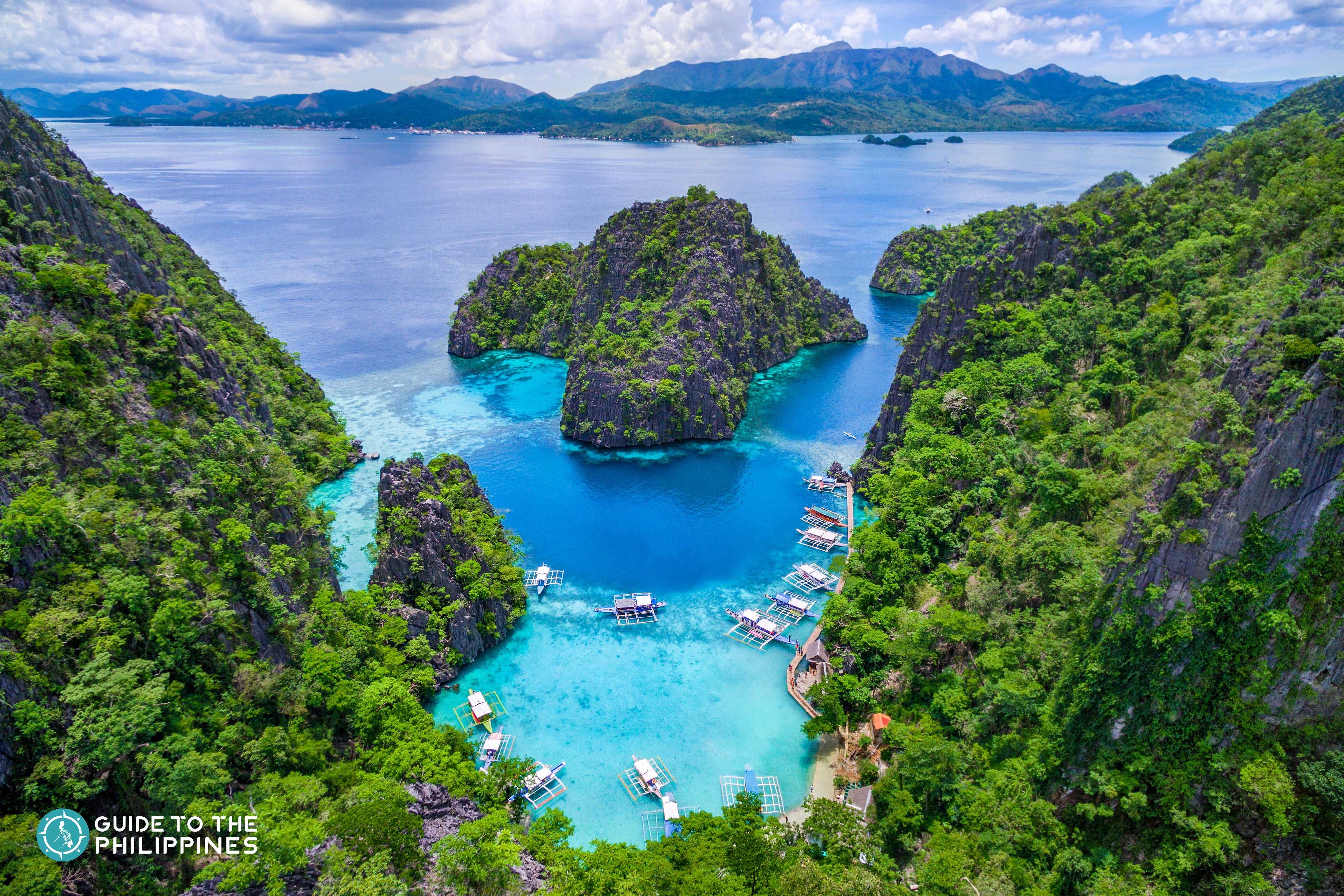 Boat docking area by Kayangan Lake in Coron Town of Palawan Island