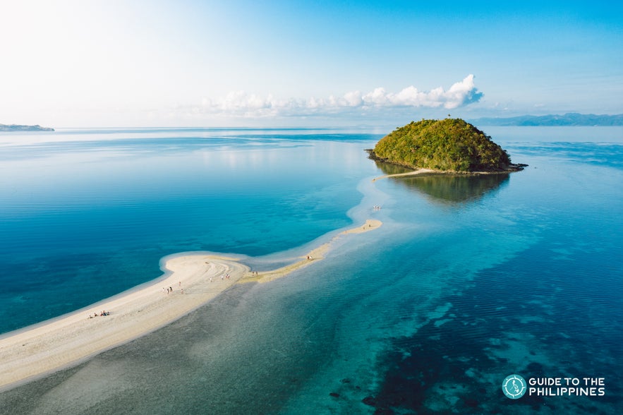 Drone shot of Bonbon Beach's sandbar Drone shot of Bonbon Beach's sandbar