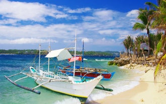 Boats for island hopping in Boracay