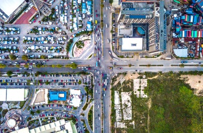 Aerial view of a city in Cebu, Philippines