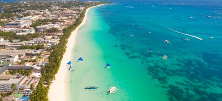 Famous white beach of Boracay Island, Philippines