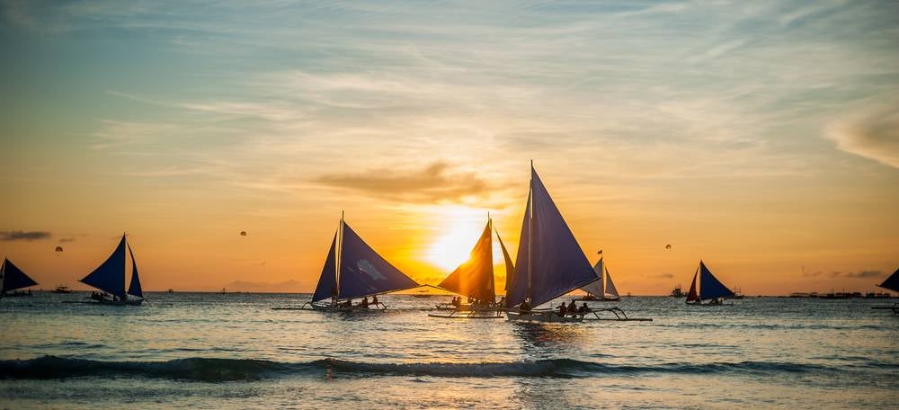 Beautiful sunset in Boracay Island, Philippines