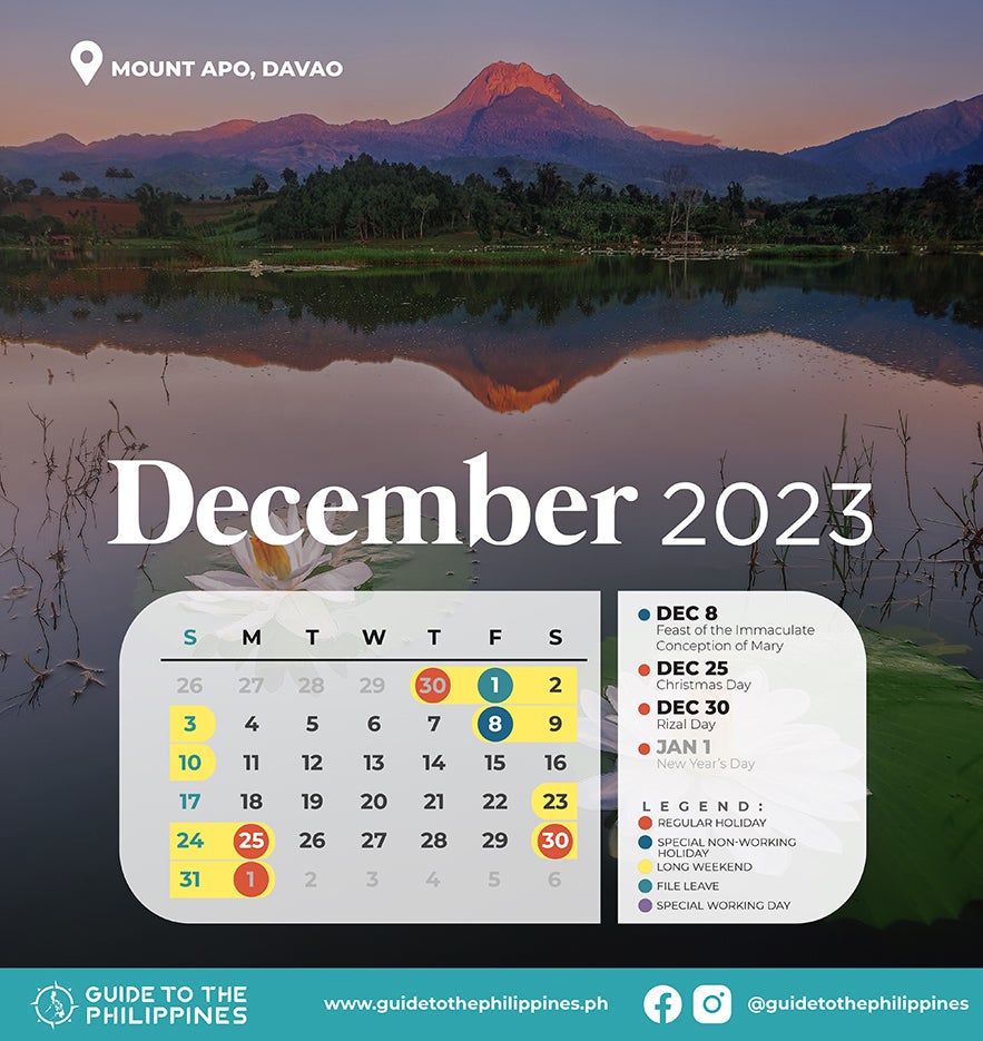 Guide to the Philippines 2023 December Calendar with Holidays and Long Weekends Guide to the Philippines 2023 December Calendar with Holidays and Long Weekends
