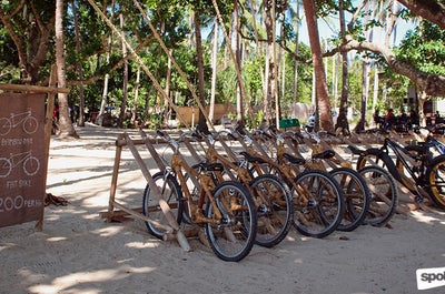 Explore and tour around the entire Lio's beachfront by renting bamboo bikes in El Nido, Palawan