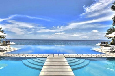 Infinity pool of Acuatico Beach Resort in Laiya Beach, Batangas