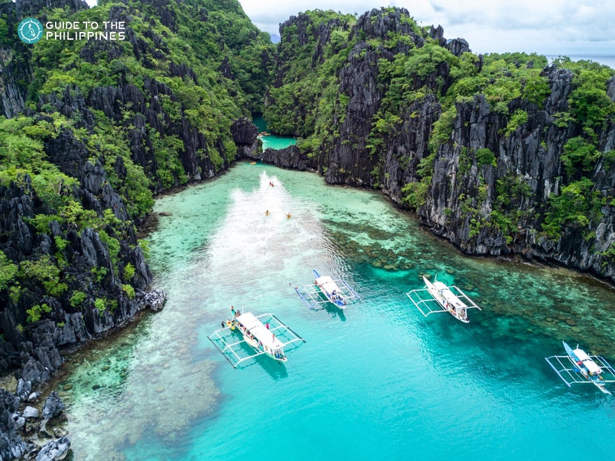 Boats in Small Lagoon, El Nido Boats in Small Lagoon, El Nido