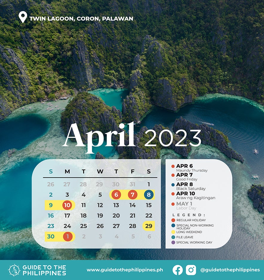 Guide to the Philippines 2023 April Calendar with Holidays and Long Weekends Guide to the Philippines 2023 April Calendar with Holidays and Long Weekends