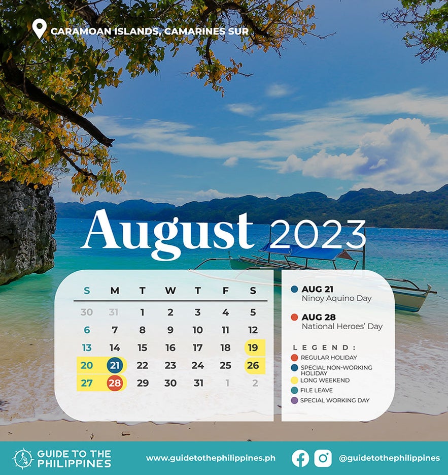 Guide to the Philippines 2023 August Calendar with Holidays and Long Weekends Guide to the Philippines 2023 August Calendar with Holidays and Long Weekends