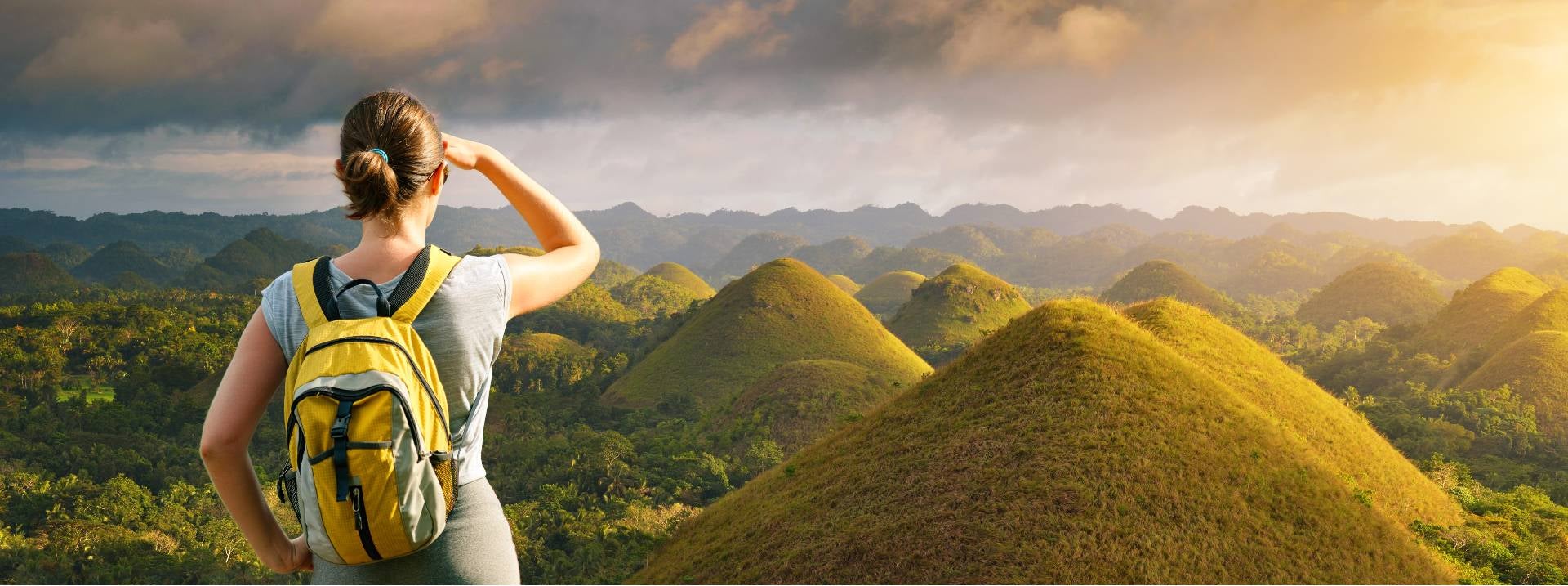 A view of the iconic Chocolate Hills, one of the highlights included in this cheap Bohol Island tour package with accommodation
