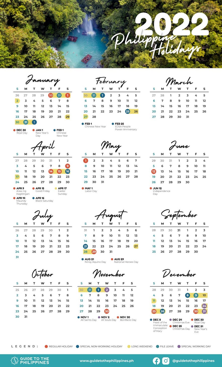 Guide to the Philippines 2022 Calendar with Holidays and Long Weekends Guide to the Philippines 2022 Calendar with Holidays and Long Weekends