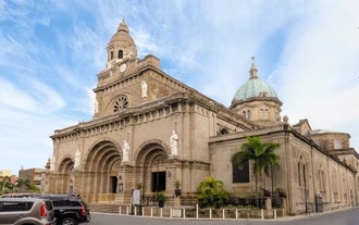 The majestic Manila Cathedral, captured during this bamboo bike tour around the old town of Intramuros