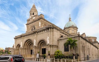 The majestic Manila Cathedral, captured during this bamboo bike tour around the old town of Intramuros