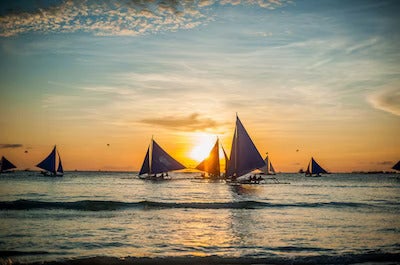 Powdery white sand beach of Boracay, Aklan, Philippines