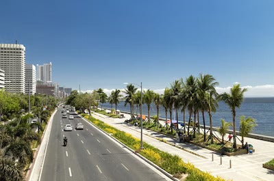 Yacht club in Manila with city view in the background