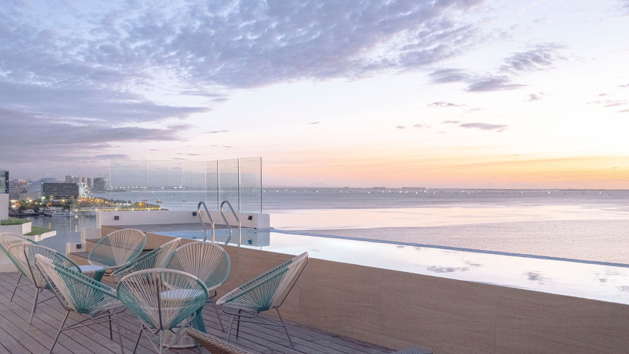 A stunning view of Manila Bay taken from the poolside of Lime Resort.