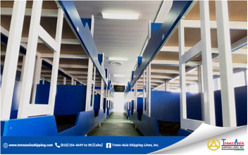 Economy bunk beds inside the ferry, offering a budget-friendly and comfortable sleeping option for passengers traveling between Cebu City and Bohol Island
