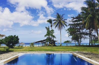 Overlooking long beach at Lazuli Resort, San Vicente, Palawan