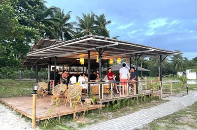 Al fresco bar at Lazuli Resort, San Vicente, Palawan