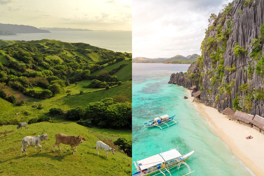 Vayang Rolling Hills in Batanes and Banul Beach in Coron Palawan Vayang Rolling Hills in Batanes and Banul Beach in Coron Palawan