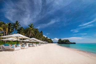 Beautiful beachfront views from Movenpick Resort & Spa, enhancing the experience of your tour package in Boracay Island.