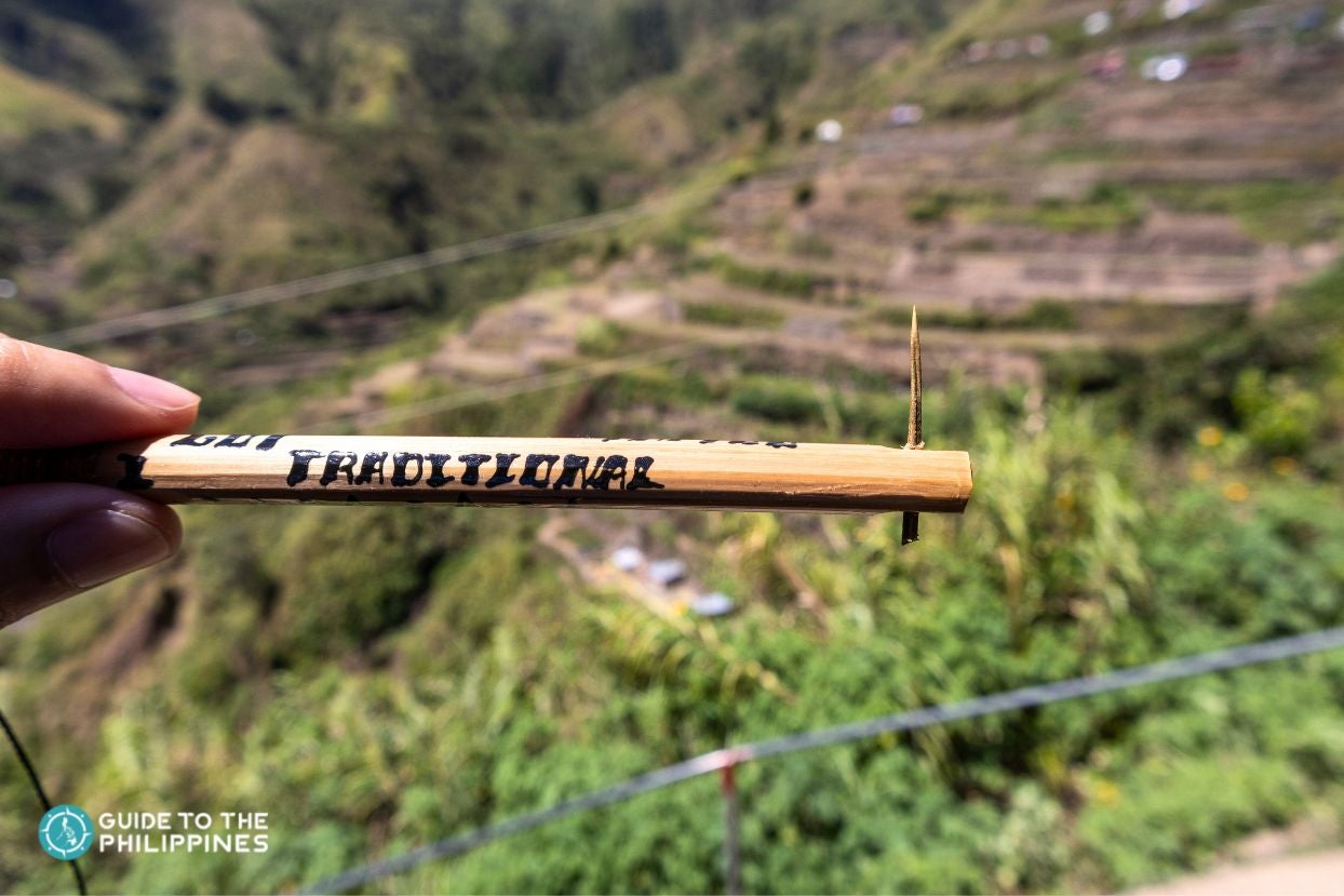 View of Buscalan from afar with traditional tattoo tool