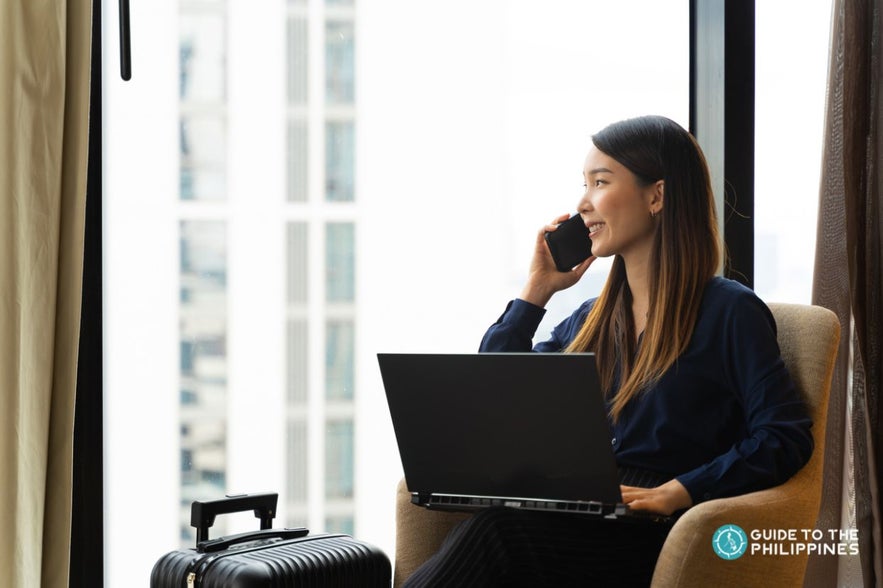 Woman in hotel Woman in hotel