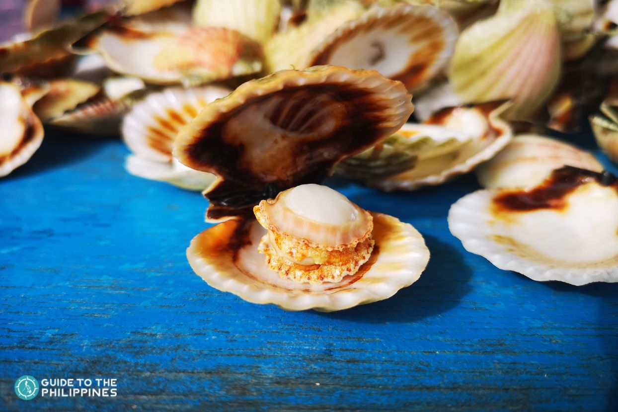 Eating scallops in Iloilo