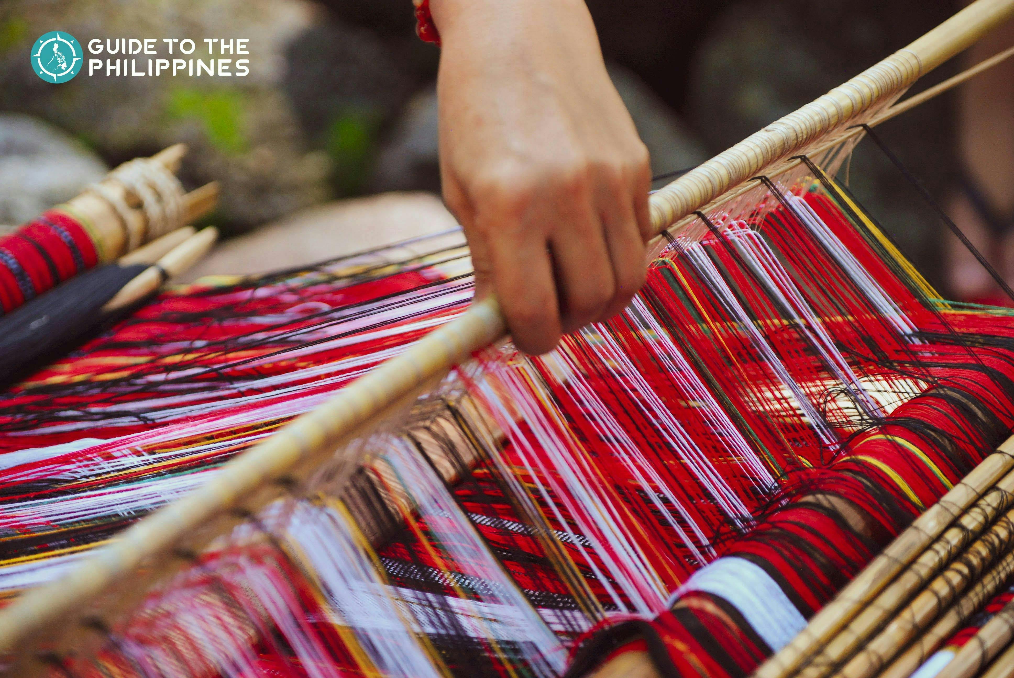 hand-woven cloth in easter weaving room