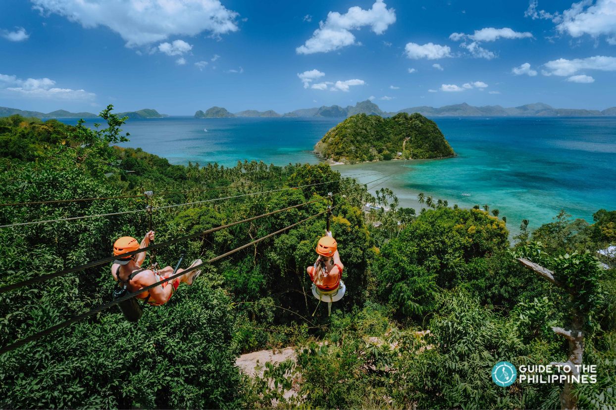 Ziplining in Las Cabanas Beach in El Nido