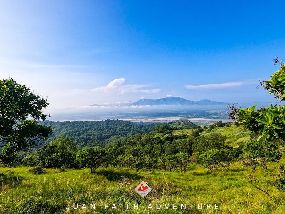 A forested trail along the Mt. Kapigpiglatan day hike route, surrounded by greenery.