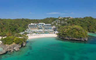 An aerial view of Crimson Resort & Spa in Boracay Island, a shore excursion ideal for cruise passengers.