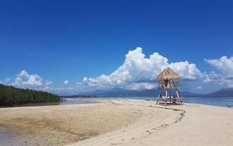 The tropical seascape captured on this Honda Bay island hopping tour with add-on transfers from Puerto Princesa cruise port