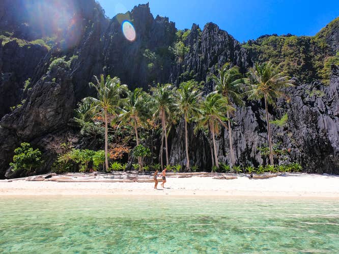 Explore the secluded beauty of Hidden Beach, one of the highlights of island hopping tour C in El Nido town
