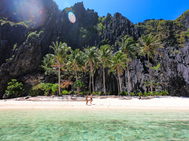 Explore the secluded beauty of Hidden Beach, one of the highlights of island hopping tour C in El Nido town