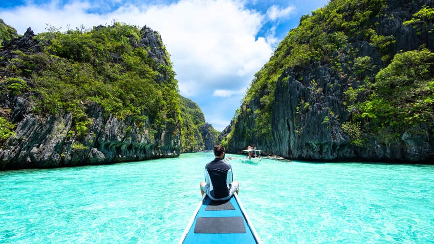 Traveler enjoying the scenery in El Nido, Palawan Island