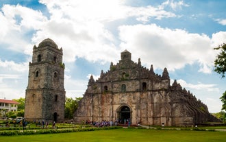 Paoay Church, a UNESCO-recognized Baroque church that is featured in this Laoag City and Paoay town shore excursion from Currimao Port for cruise passengers.