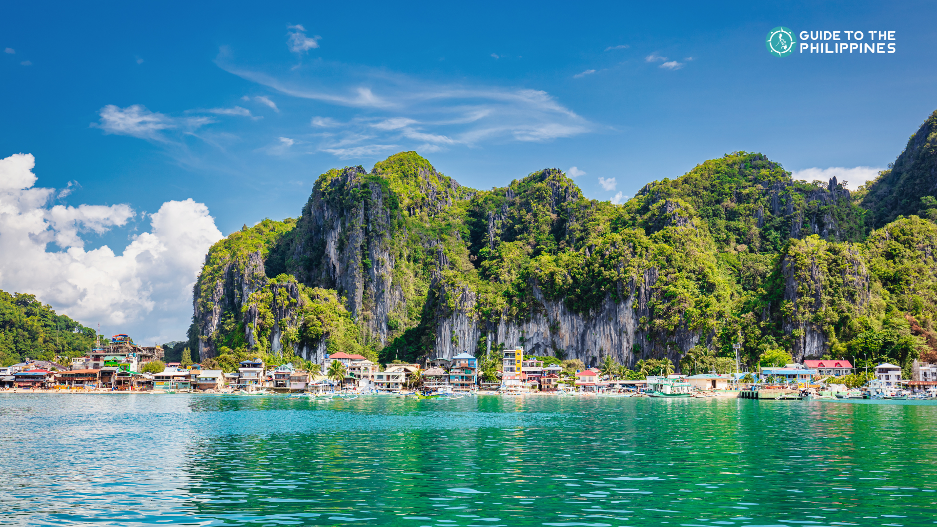 A beautiful view of the towering limestone cliffs of El Nido town in Palawan Island Province.