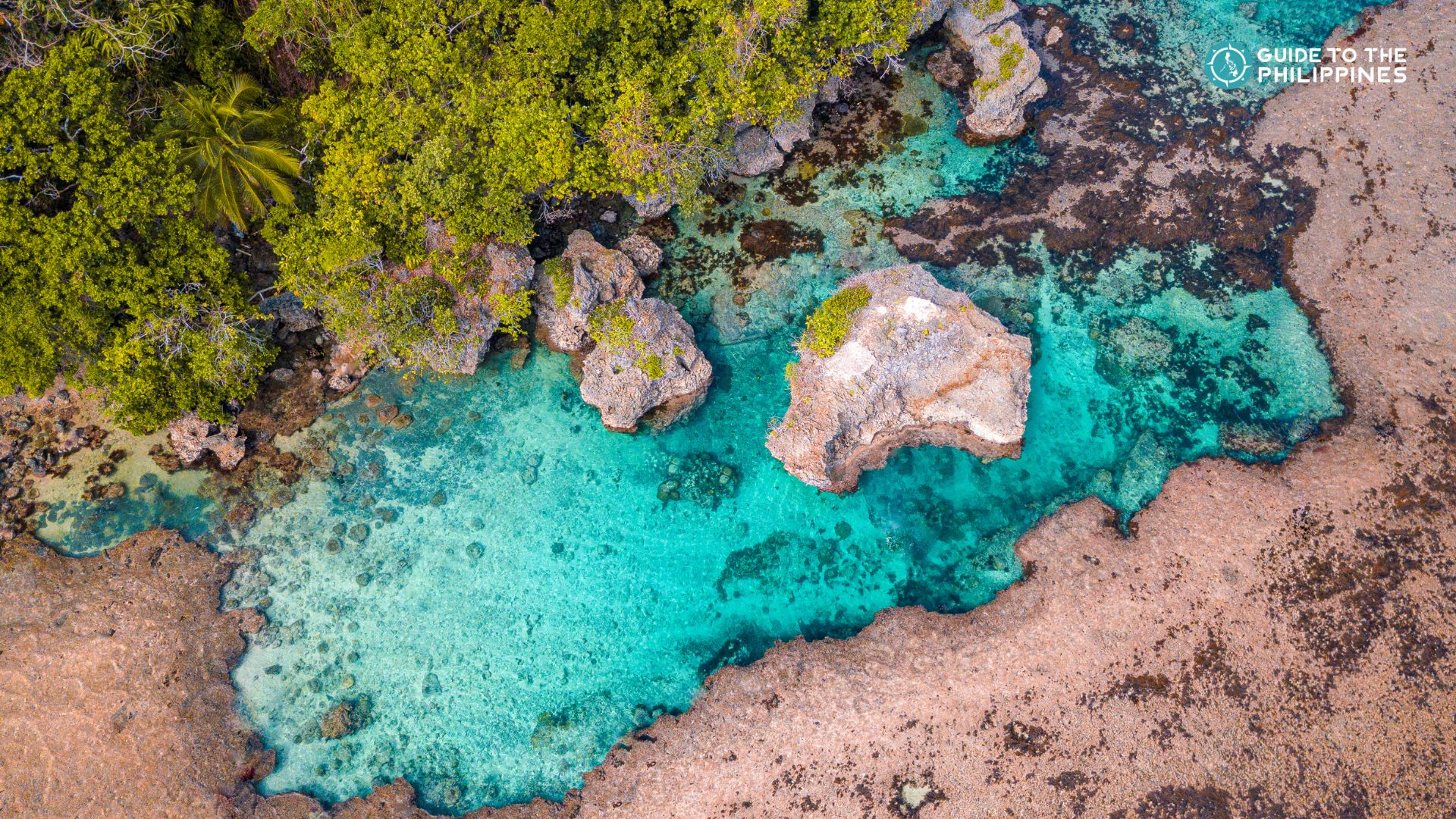 Aerial view of Magpupungko Rock Pools in Siargao Island