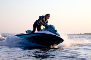 Experience the thrill of jet skiing in the beautiful Cebu Island Province at Mactan Newtown Beach.