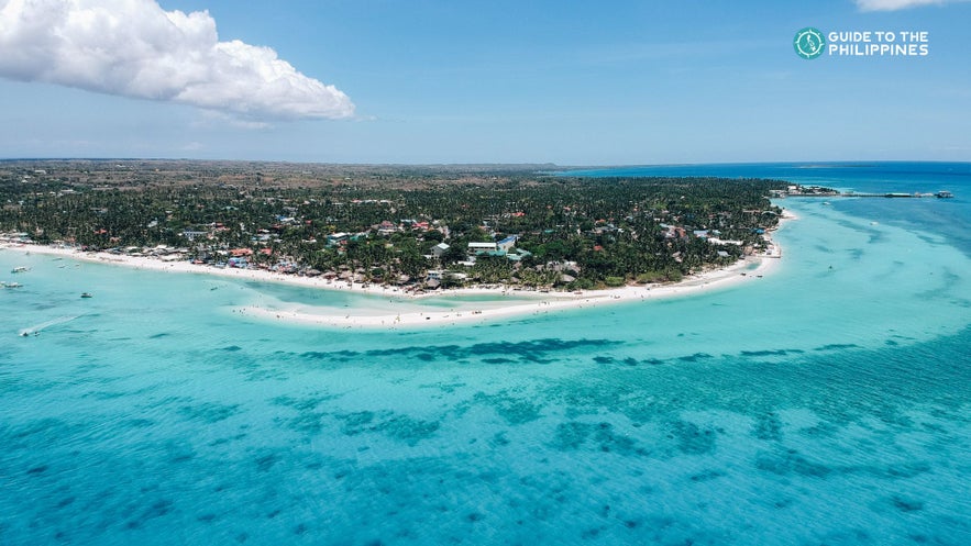 Aerial view of the stunning white beaches of Bantayan Island in Cebu Province. Aerial view of the stunning white beaches of Bantayan Island in Cebu Province.