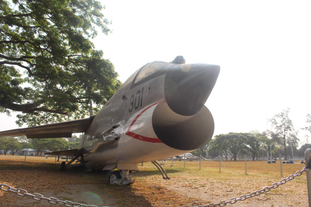 A vintage fighter jet on display at Air Force City Park, a must-see stop on this day tour in Pampanga Province