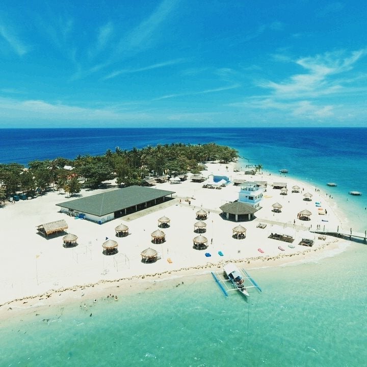 Aerial shot of Lakawan Island Resort.